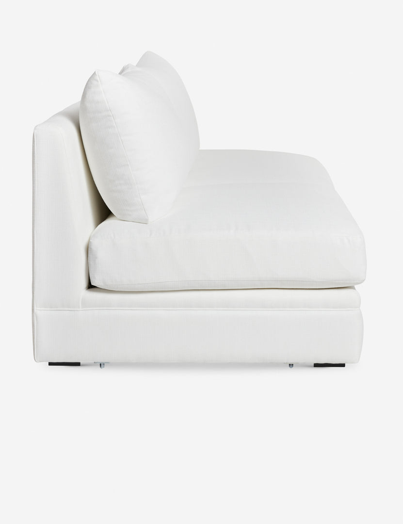 #color::white-performance-fabric | Side of the Winona white performance fabric armless sofa 