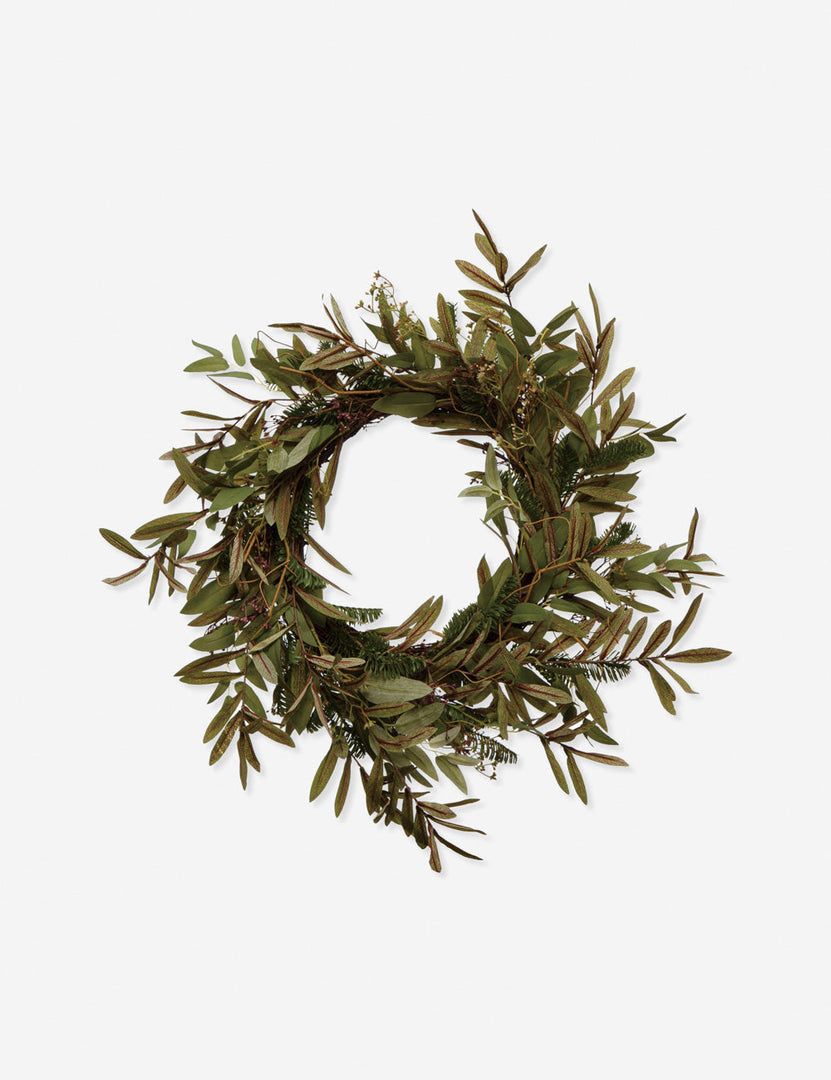 Faux Olive Leaves and Evergreens Wreath
