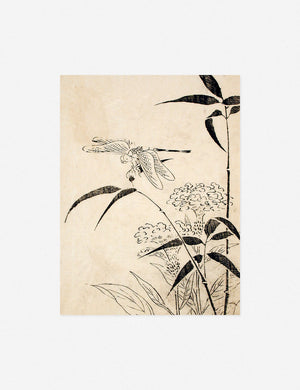 Dragonfly, Coxcomb and Bamboo Print by Miyazaki Yūzen