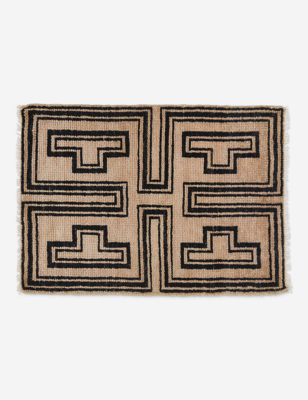 Senna Black + Neutral Wool Geometric Area Rug