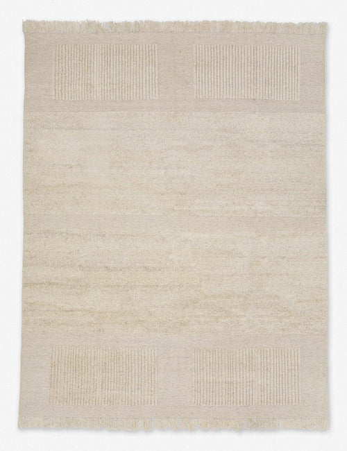 #size::3--x-5- #size::5--x-8- #size::8--x-10- #size::9--x-12- #size::10--x-14- | Noemie ivory handwoven rug with contrasting linear detailing