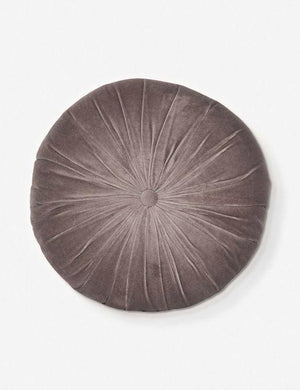 Monroe warm gray velvet round pillow
