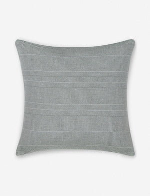 Moss green Milan indoor and outdoor square pillow with a linear pattern by Sunbrella
