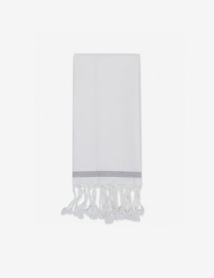 Mediterranean Turkish Cotton white Guest Towel by Coyuchi with tasseled ends