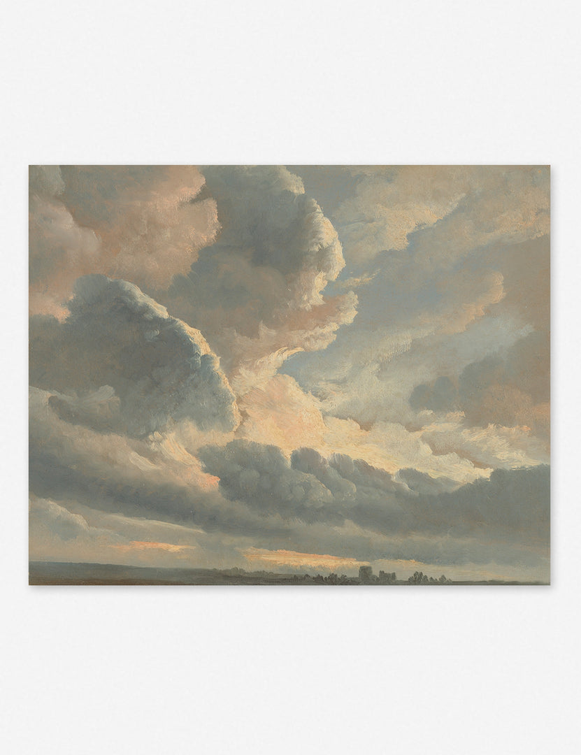 #size::16--x-13- #size::18--x-15- #size::29--x-23-  #color::- #size::27--x-22- #frame-option::unframed | Unframed Study of Clouds with a Sunset near Rome Wall Art by Simon Alexandre Clement Denis