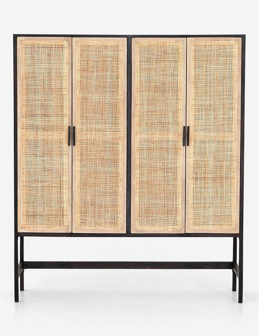 #color::black | Hannah black mango wood cabinet with cane doors