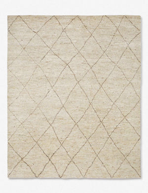 Afella wool hand-knotted, undyed rug with an abstract linear diamond pattern
