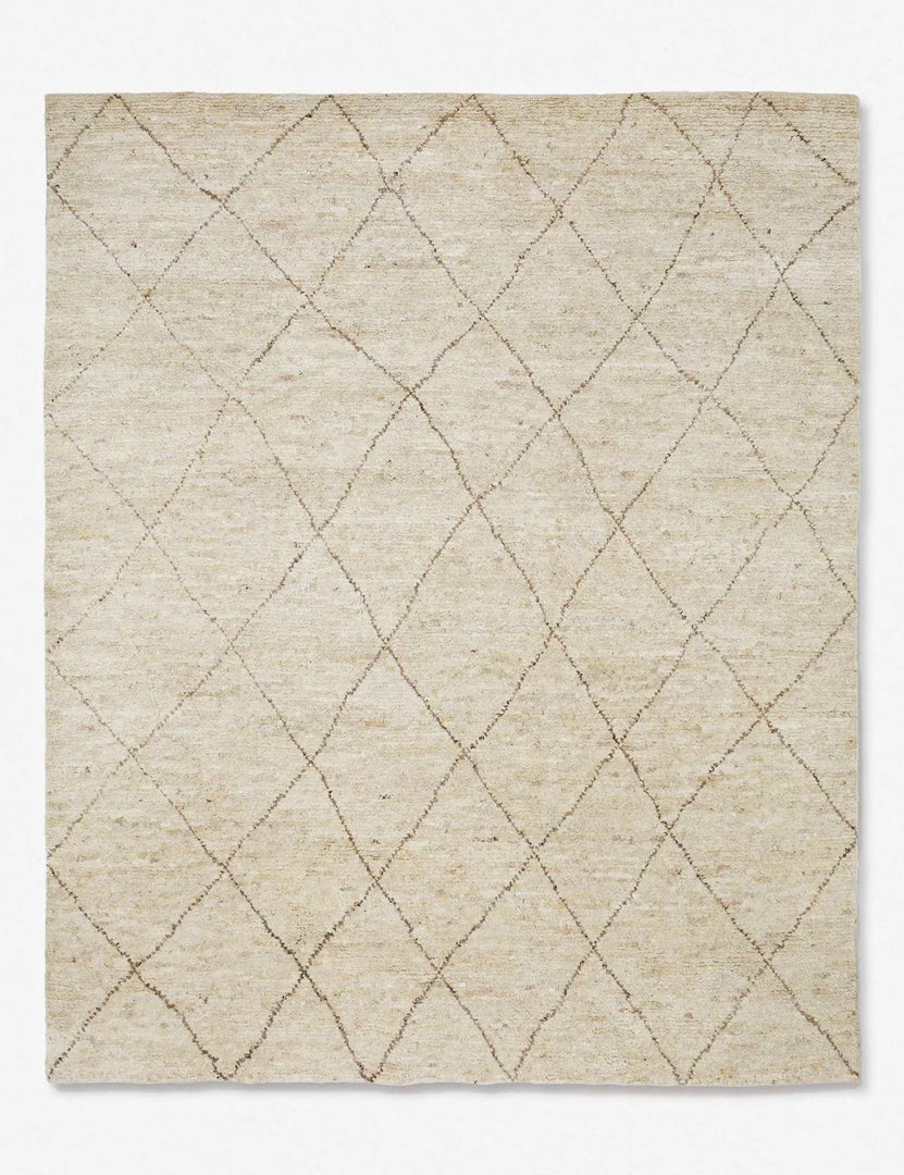 #size::10--x-14- #size::12--x-15- #size::6--x-9- #size::8--x-10- #size::9--x-12- | Afella wool hand-knotted, undyed rug with an abstract linear diamond pattern