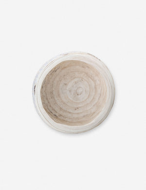 Bird's-eye view of the Minne hand-carved whitewashed wooden decorative bowl
