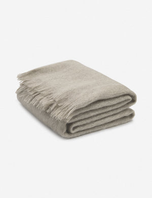 Aimee mohair warm gray wool throw blanket with fringe ends