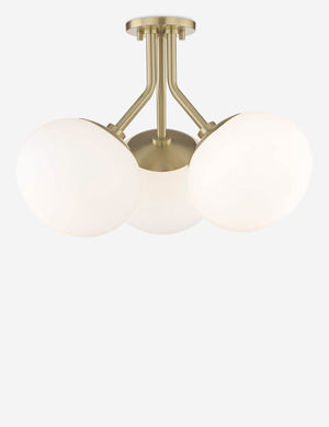 Ainsley golden semi-flush mount light with frosted glass lighting fixtures
