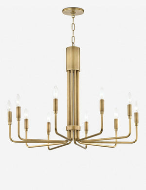 Alexane aged-brass ten light Chandelier with candelabra-style bulbs