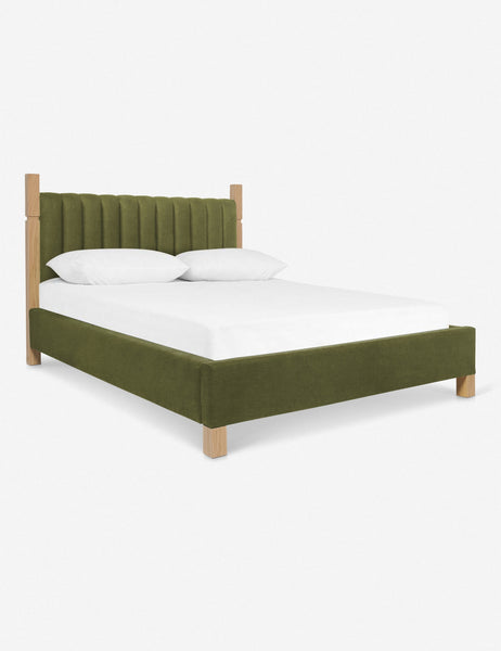 #size::cal-king #size::king #color::jade #size::queen | Angled view of the Ambleside Jade Green Velvet bed