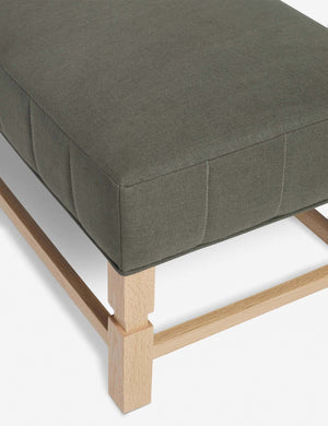 The vertical channeling on the cushion of the ambleside loden gray linen bench