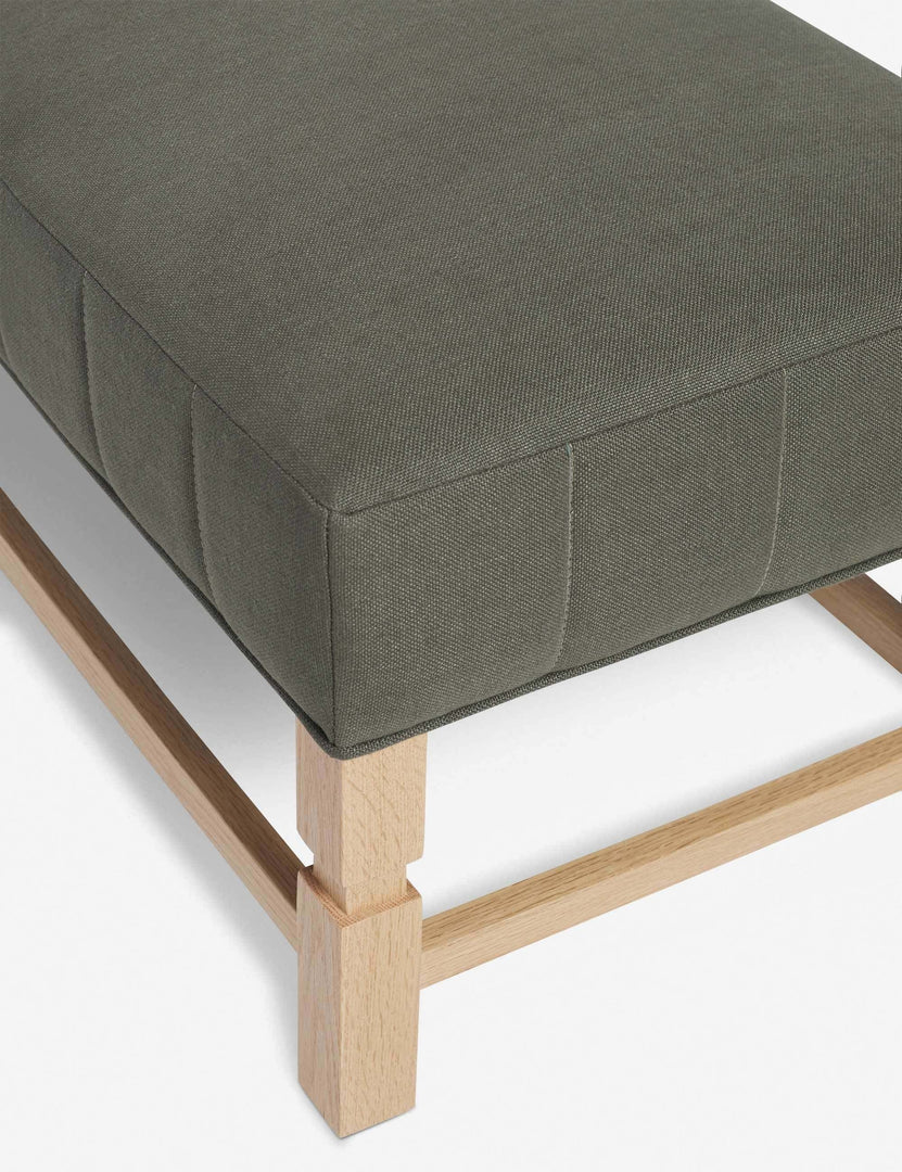 #color::loden | The vertical channeling on the cushion of the ambleside loden gray linen bench