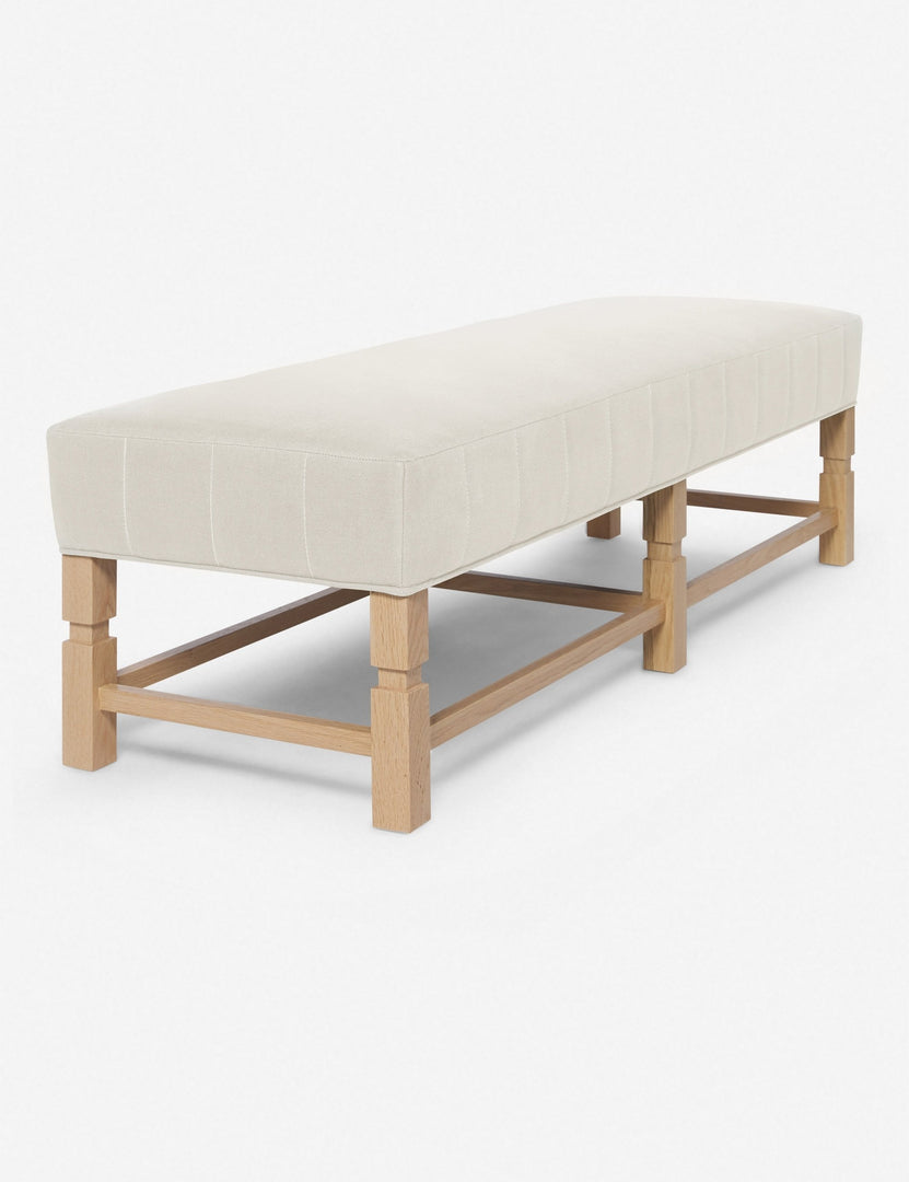#color::natural | Angled view of the Ambleside Natural linen bench