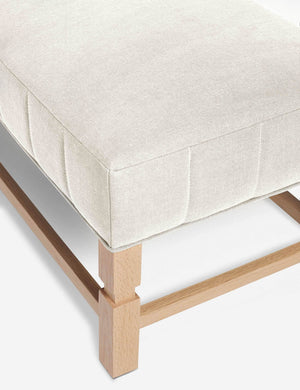 The vertical channeling on the cushion of the Ambleside Natural linen bench