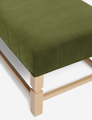 The vertical channeling on the cushion of the Ambleside Jade green velvet bench