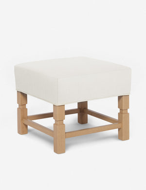 Angled view of the Ambleside Oyster white ottoman