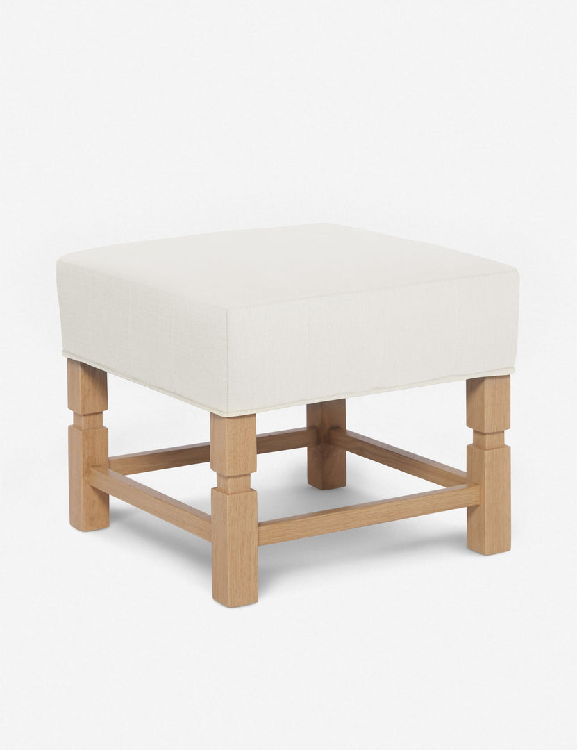#color::oyster | Angled view of the Ambleside Oyster white ottoman