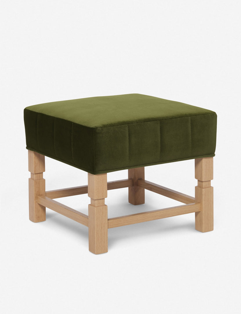 #color::jade | Angled view of the Ambleside Jade green velvet ottoman