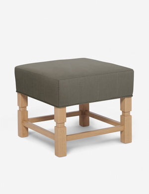 Angled view of the Ambleside Loden gray linen ottoman