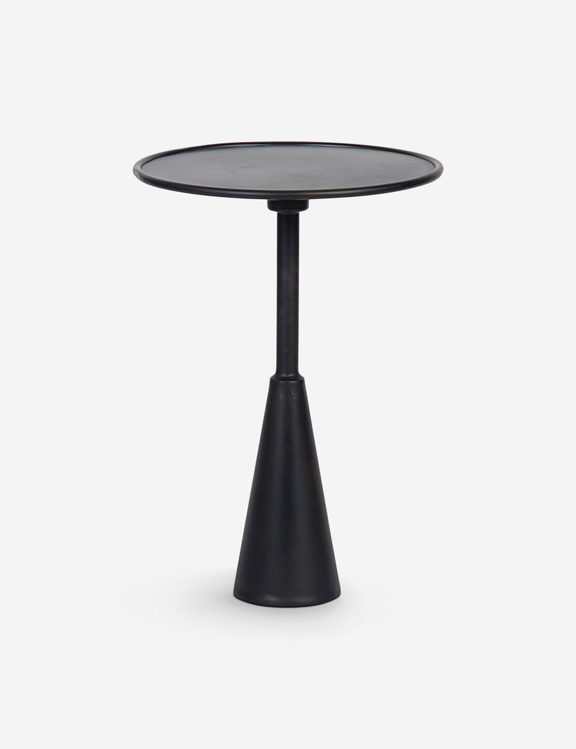 | Arashi black metal side table with rounded top and sculptural base
