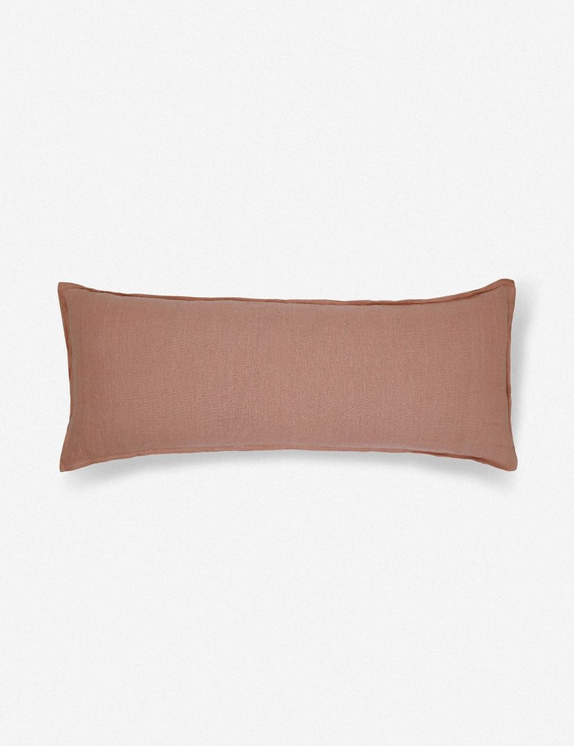 #color::terracotta #style::long-lumbar | Arlo Terracotta flax linen solid long lumbar pillow