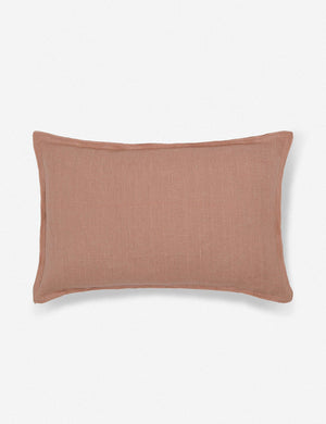 Arlo Terracotta flax linen solid lumbar pillow