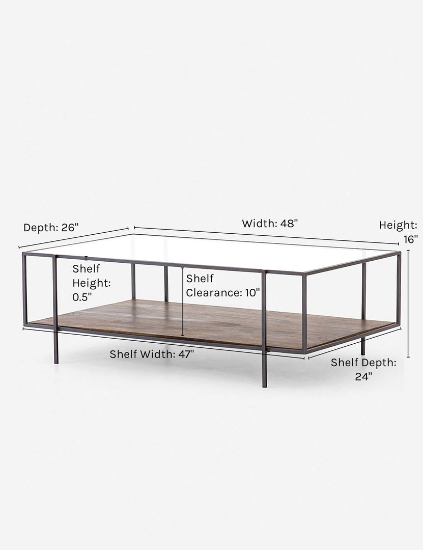 | Dimensions on the Asher coffee table
