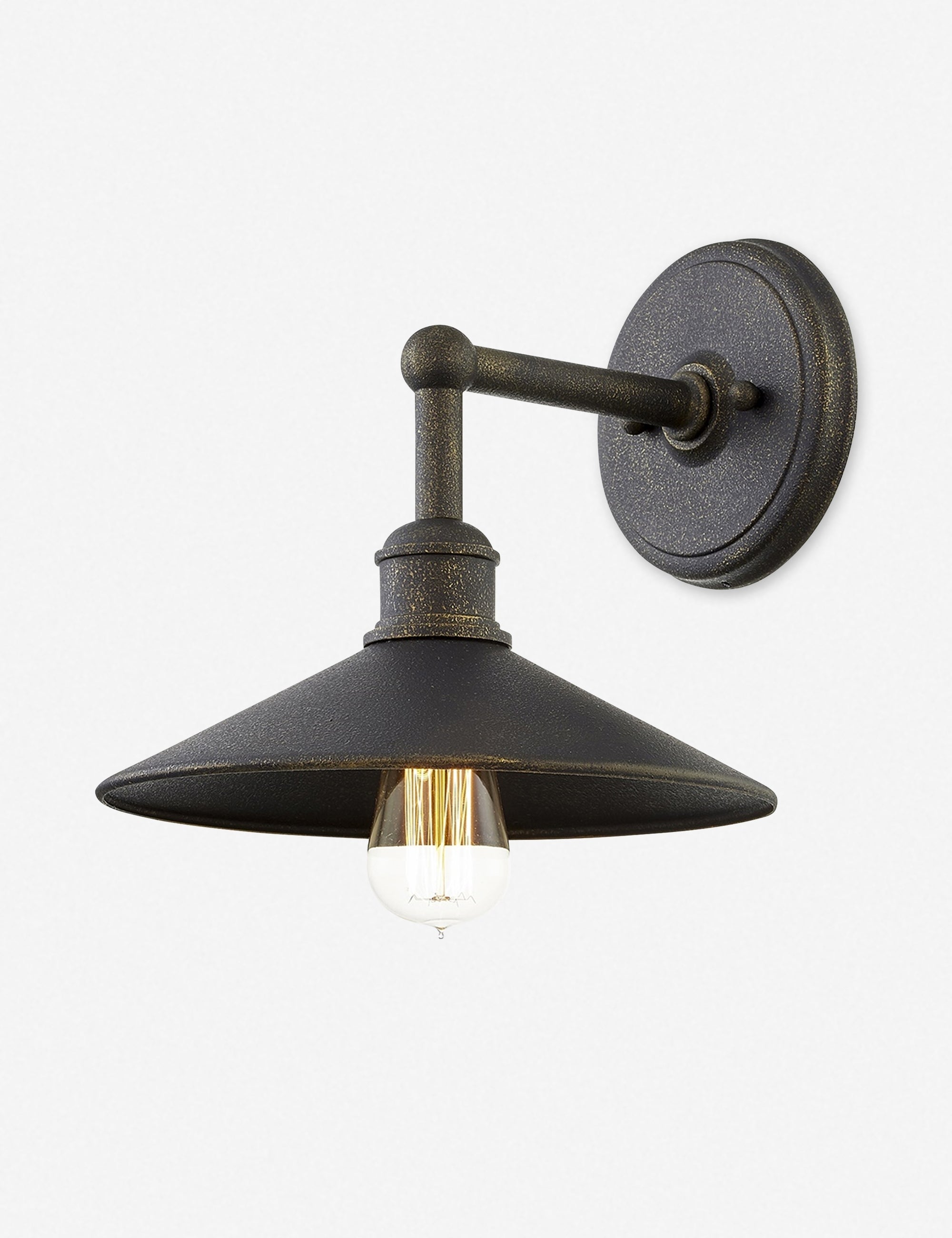 #color::bronze #size::small | Capriana small bronze outdoor sconce with a wide and shallow shade