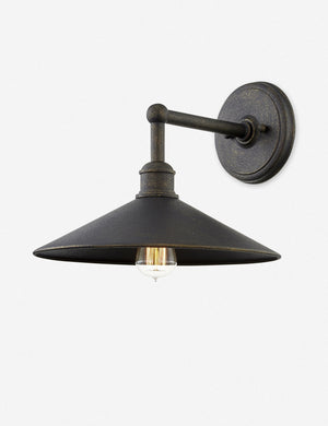 Capriana large bronze outdoor sconce with a wide and shallow shade