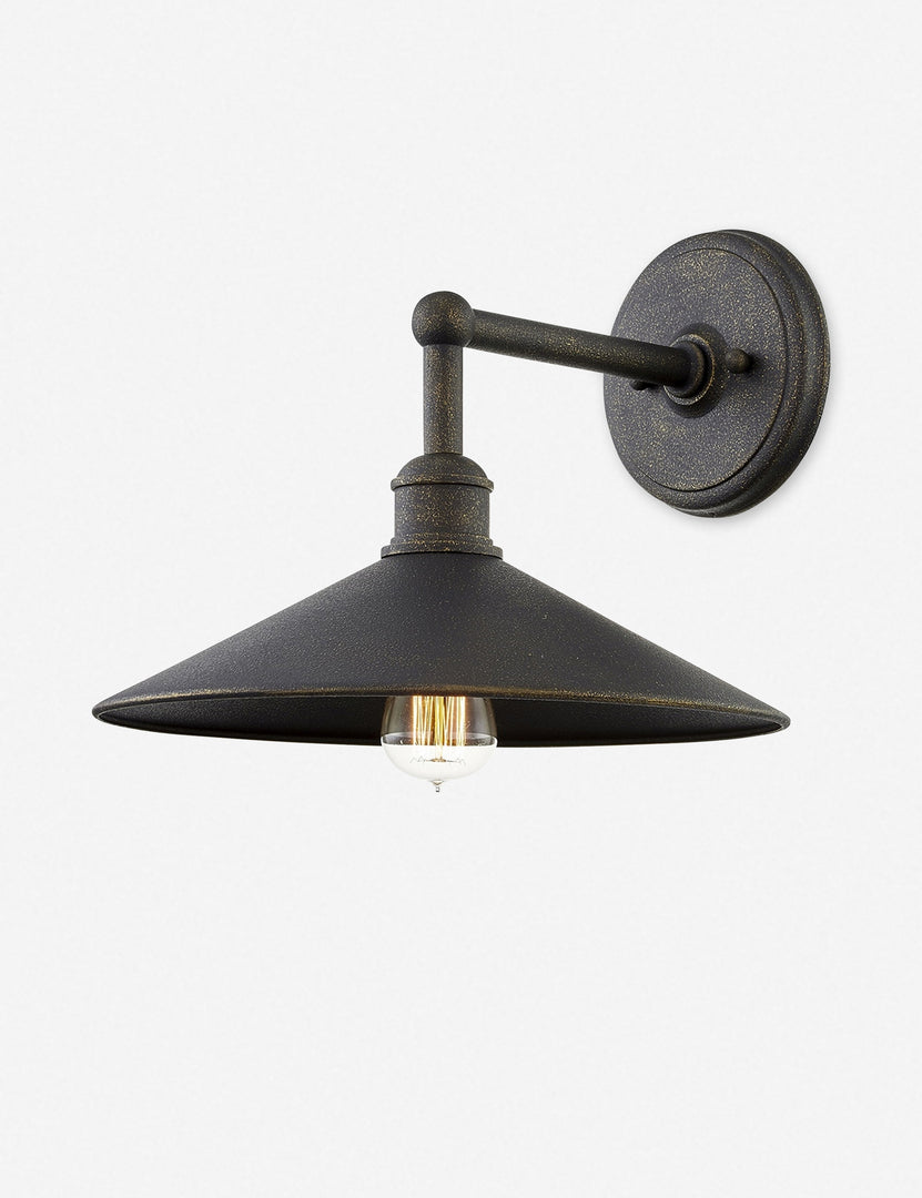 #color::bronze #size::large | Capriana large bronze outdoor sconce with a wide and shallow shade