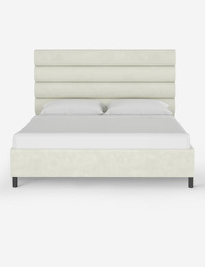 Bailee antique white platform bed with a horizontal tufted headboard