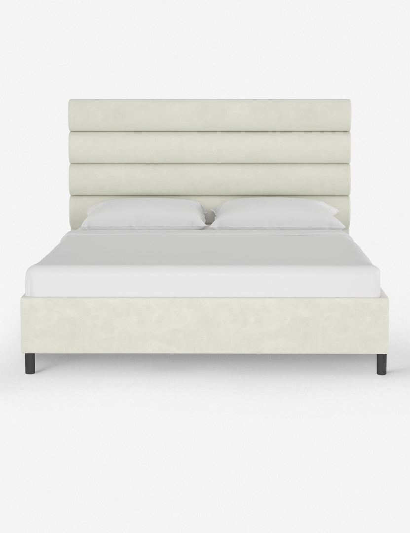 #color::antique-white #size::full #size::queen #size::king #size::cal-king | Bailee antique white platform bed with a horizontal tufted headboard