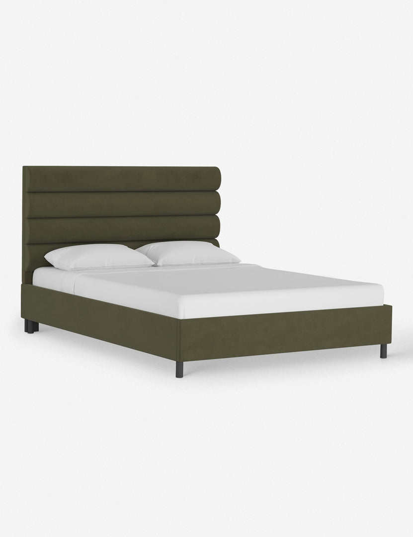 #color::moss #size::twin #size::full #size::queen #size::king #size::cal-king | Angled view of the Bailee Moss platform bed