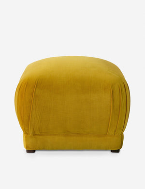 Bailee citronella velvet upholstered ottoman with a pouf-like design and pleated corners