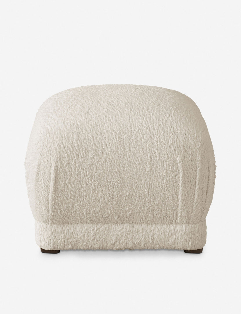 #color::cream-sherpa | Bailee Cream Sherpa upholstered ottoman with a pouf-like design and pleated corners