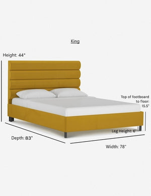 Dimensions on the king sized bailee citronella velvet platform bed