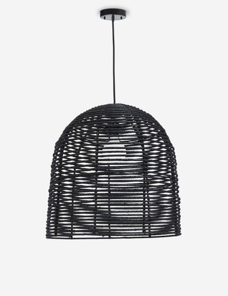 #color::black | Beehive black jute woven pendant light