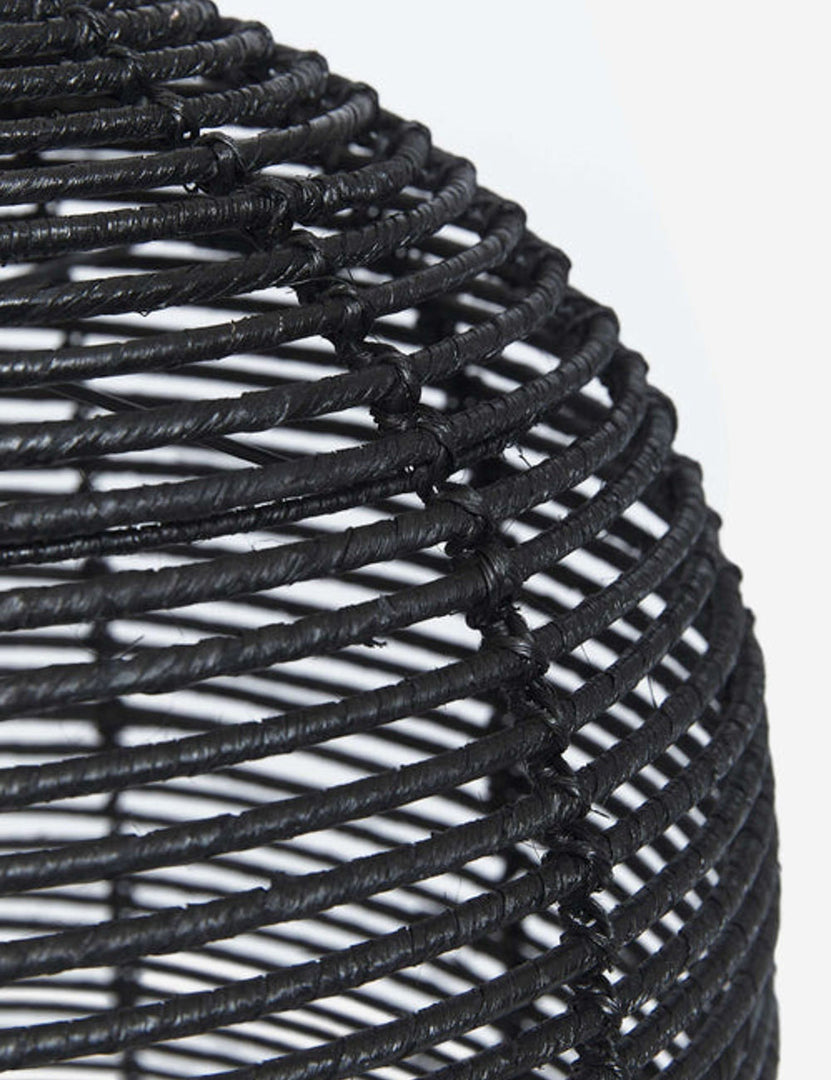 #color::black | Close up of the woven jute material on the Beehive black jute woven pendant light