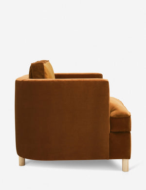 Side of the Belmont Cognac velvet accent chair