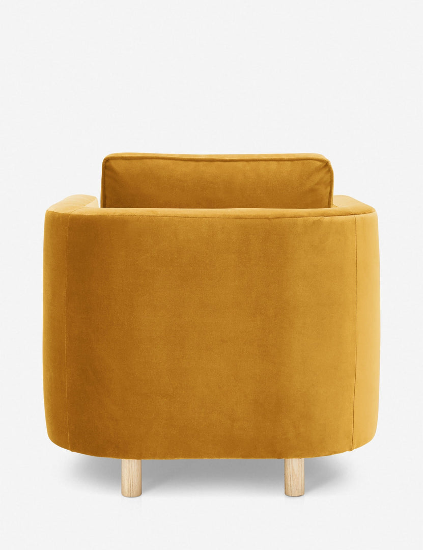 #color::goldenrod-velvet | Back of the Belmont goldenrod velvet accent chair