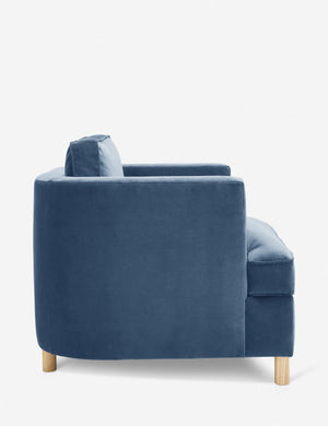 Side of the Belmont Harbor blue velvet accent chair