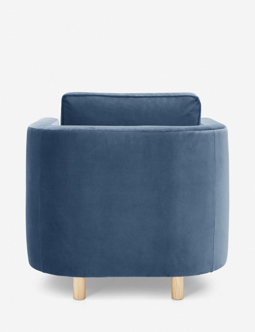 #color::harbor | Back of the Belmont Harbor blue velvet accent chair