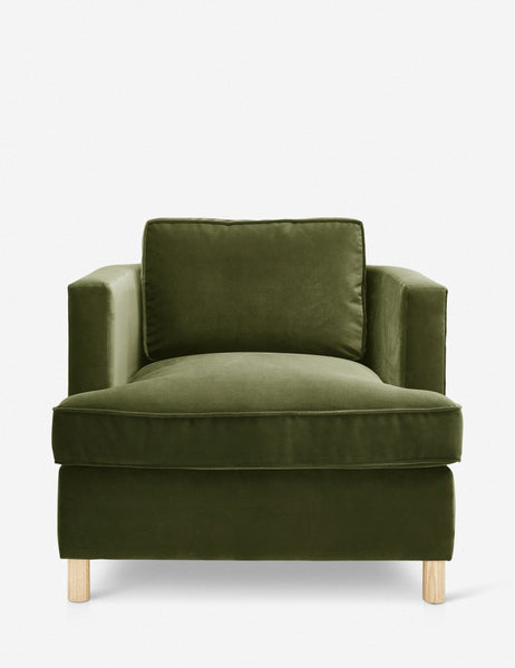 #color::jade | Belmont Jade green velvet accent chair by Ginny Macdonald with a curved back and oversized plush cushions