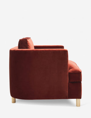 Side of the Belmont Paprika red velvet accent chair