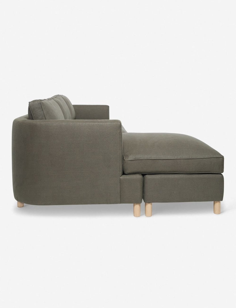 #color::loden #configuration::left-facing | Right side Belmont Loden Gray Linen left-facing sectional sofa