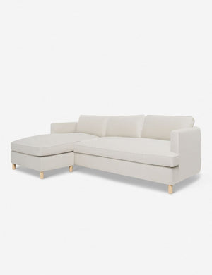 Angled view of the Belmont Natural Linen left-facing sectional sofa
