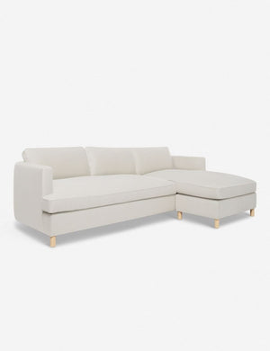 Angled view of the Belmont Natural Linen right-facing sectional sofa